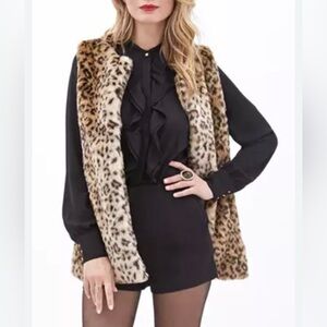 Leopard Print Faux Fur Vest